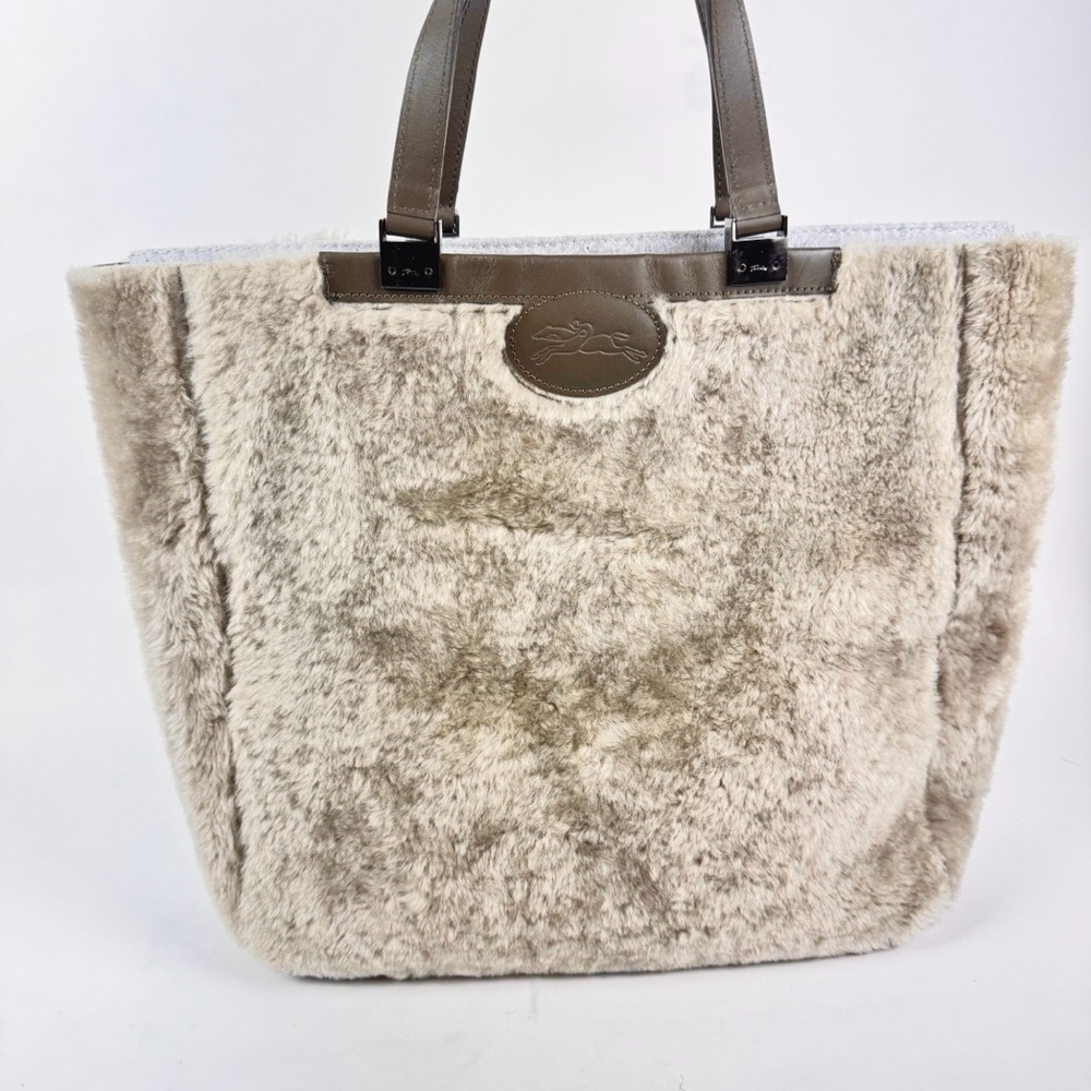 Longchamp Reversible Shearling Tote Gray/Taupe